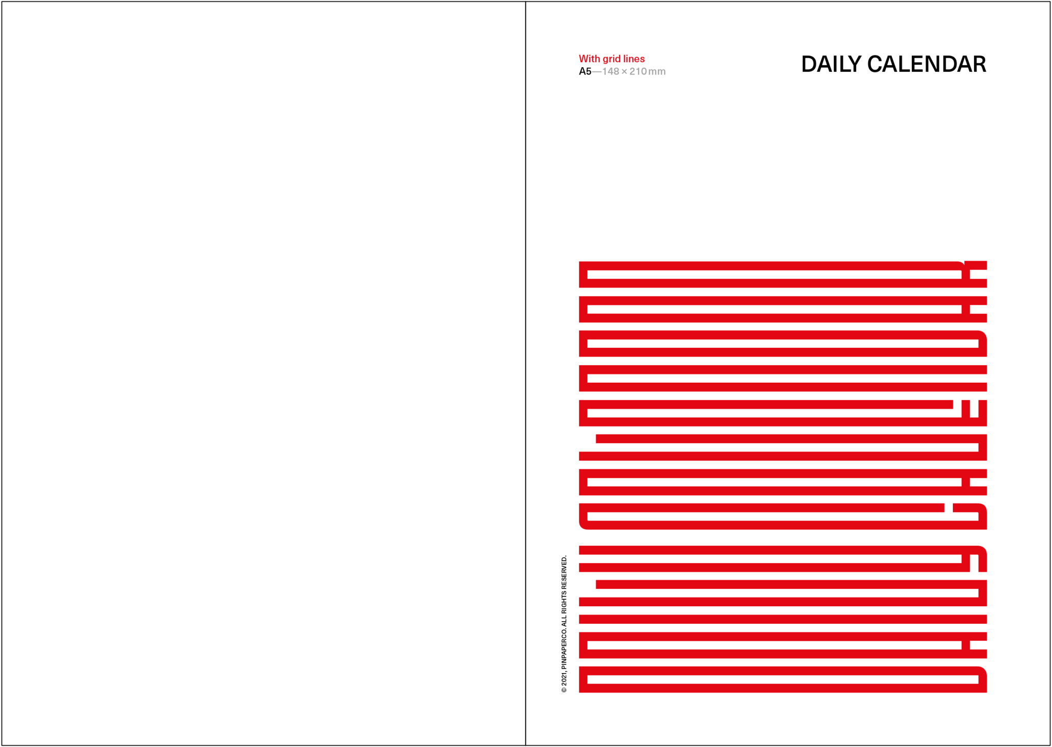Daily calendar. With grid lines.