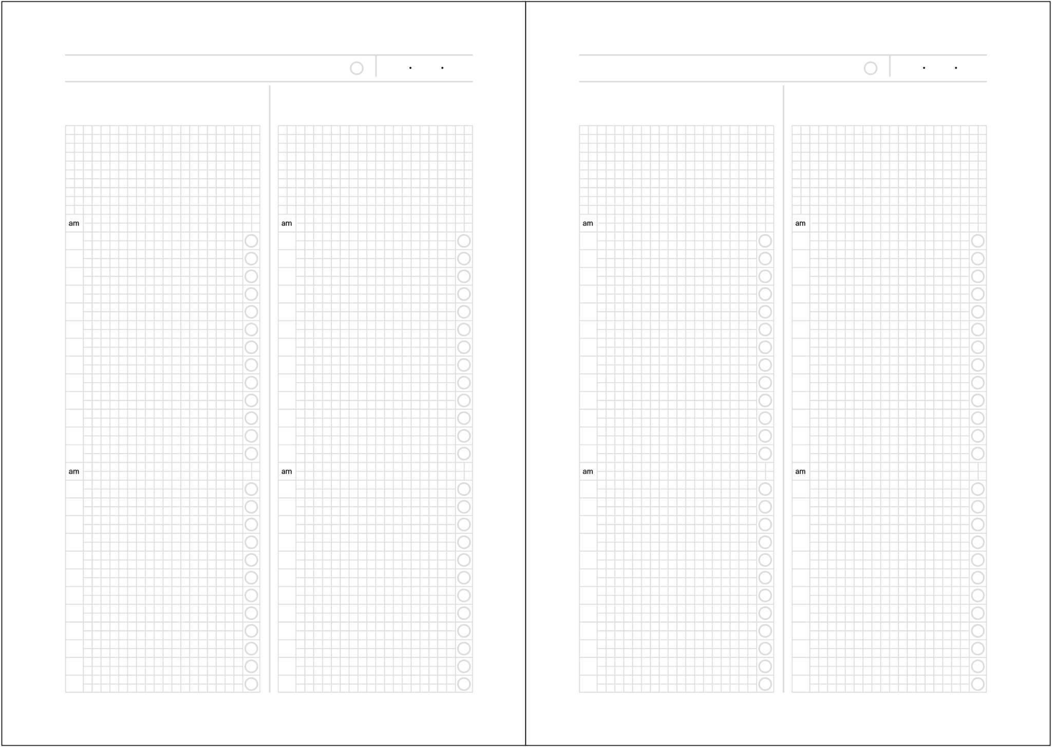 Daily calendar. With grid lines. With two columns.