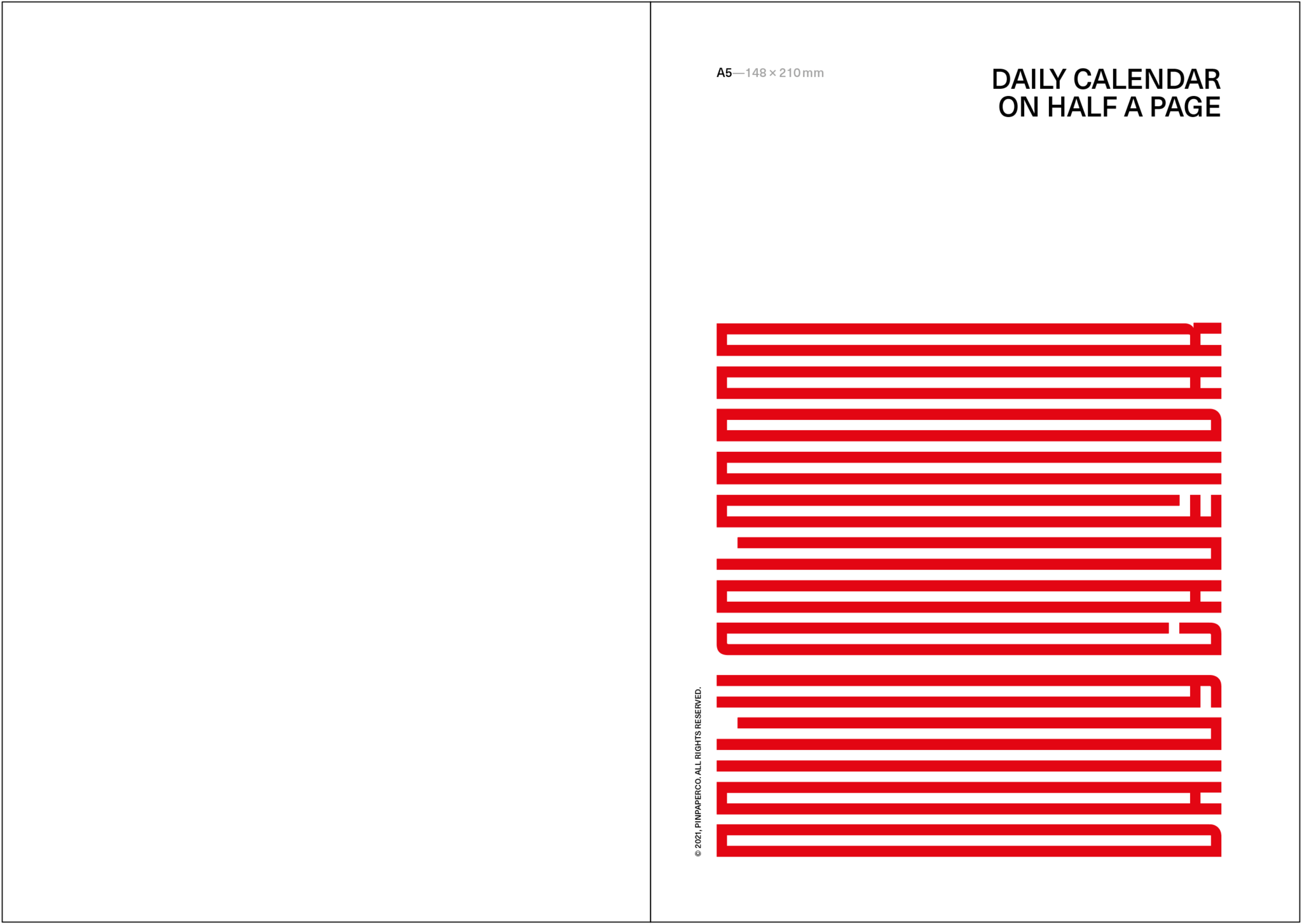 Daily calendar on half a page.