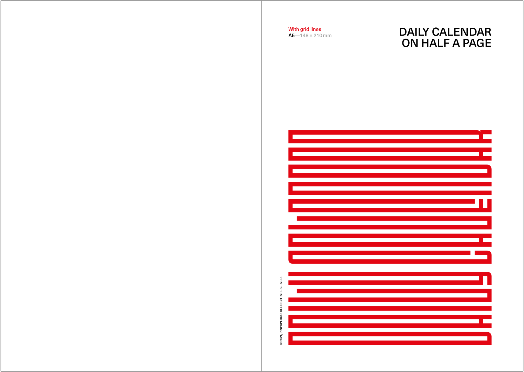 Daily calendar on half a page. With grid lines.