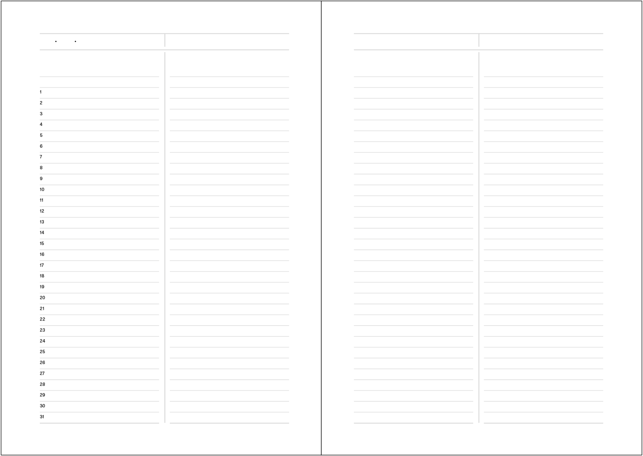 Monthly planner.
