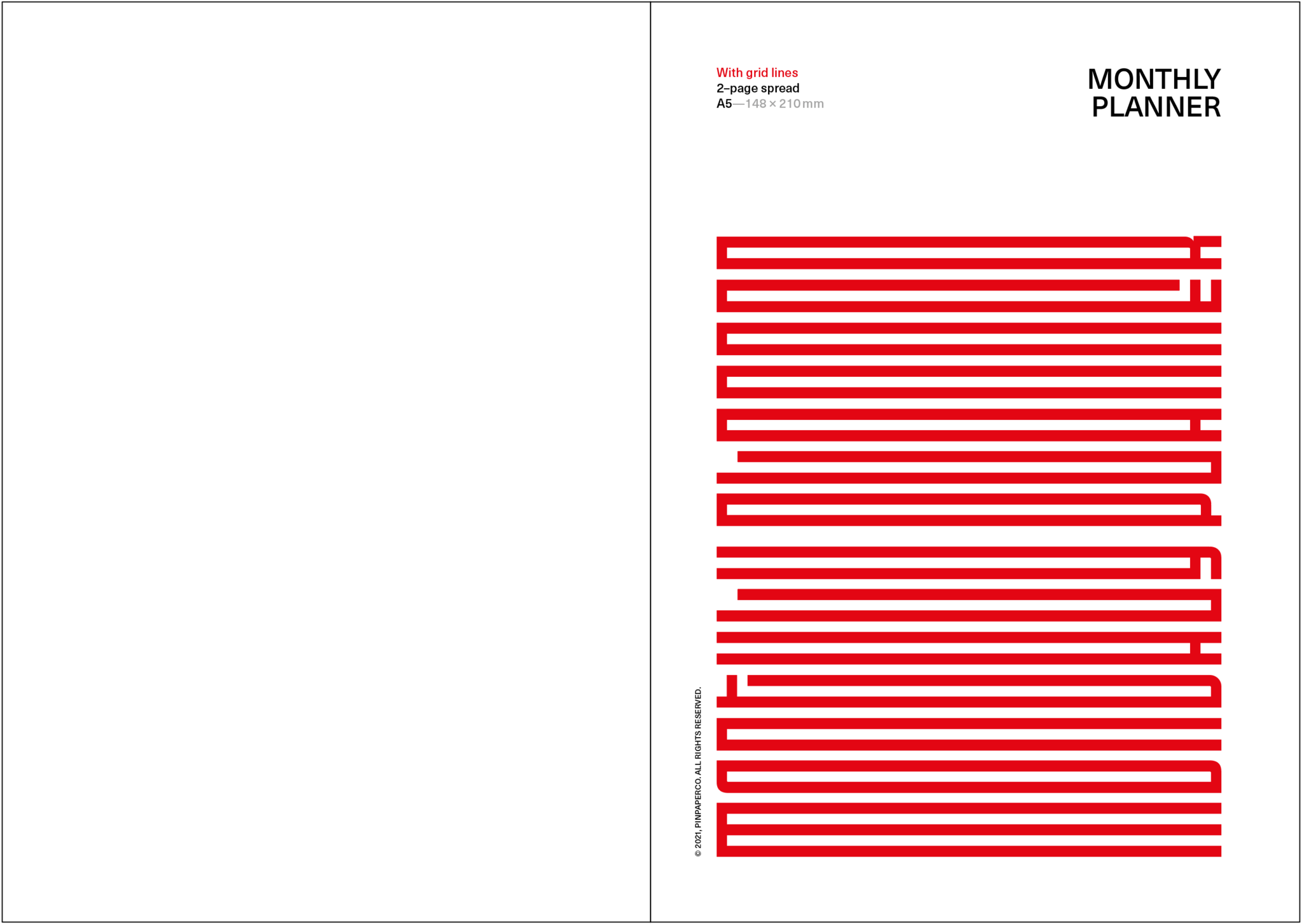 Monthly planner. With grid lines.