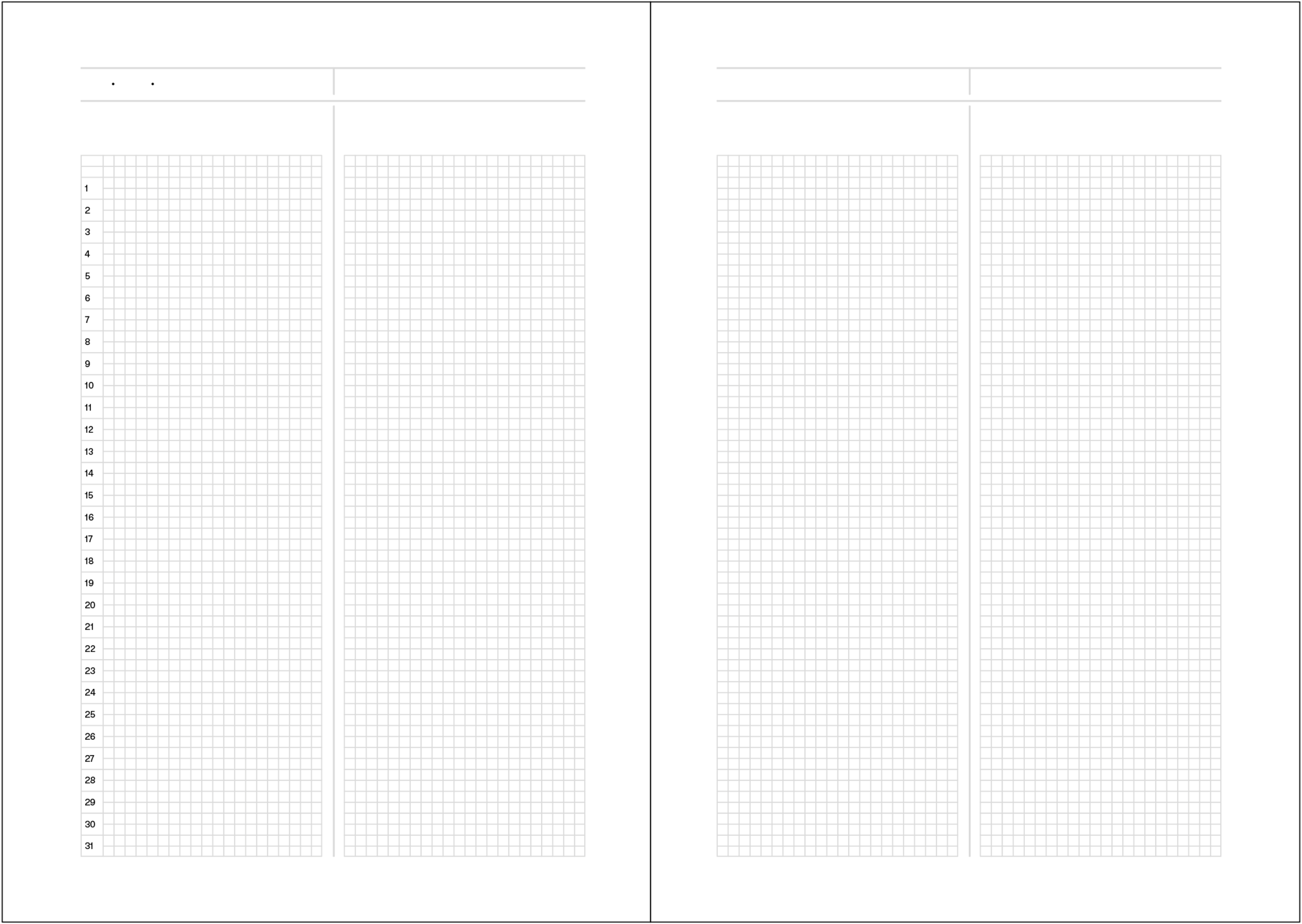 Monthly planner. With grid lines.
