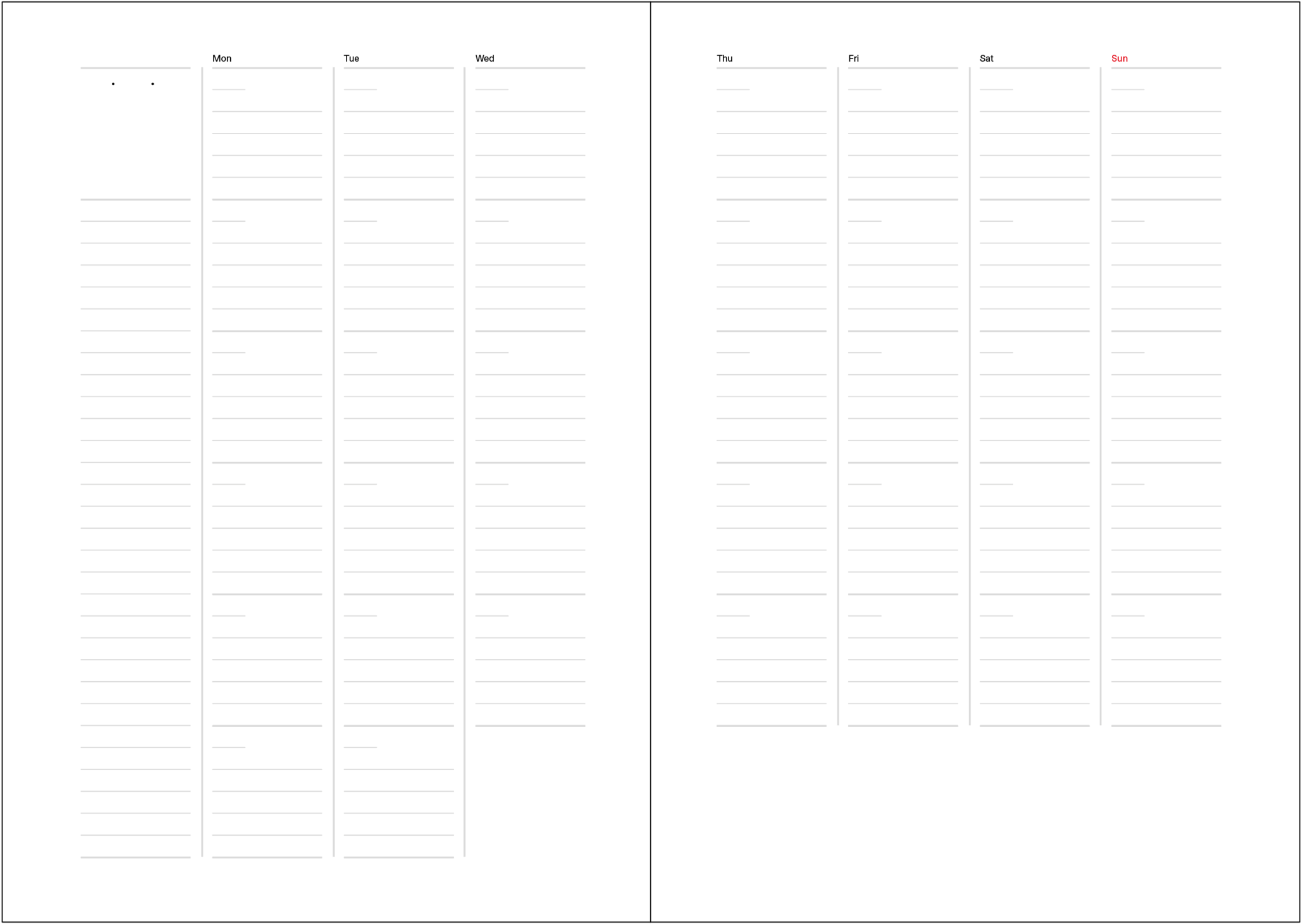 Monthly calendar. With lines.