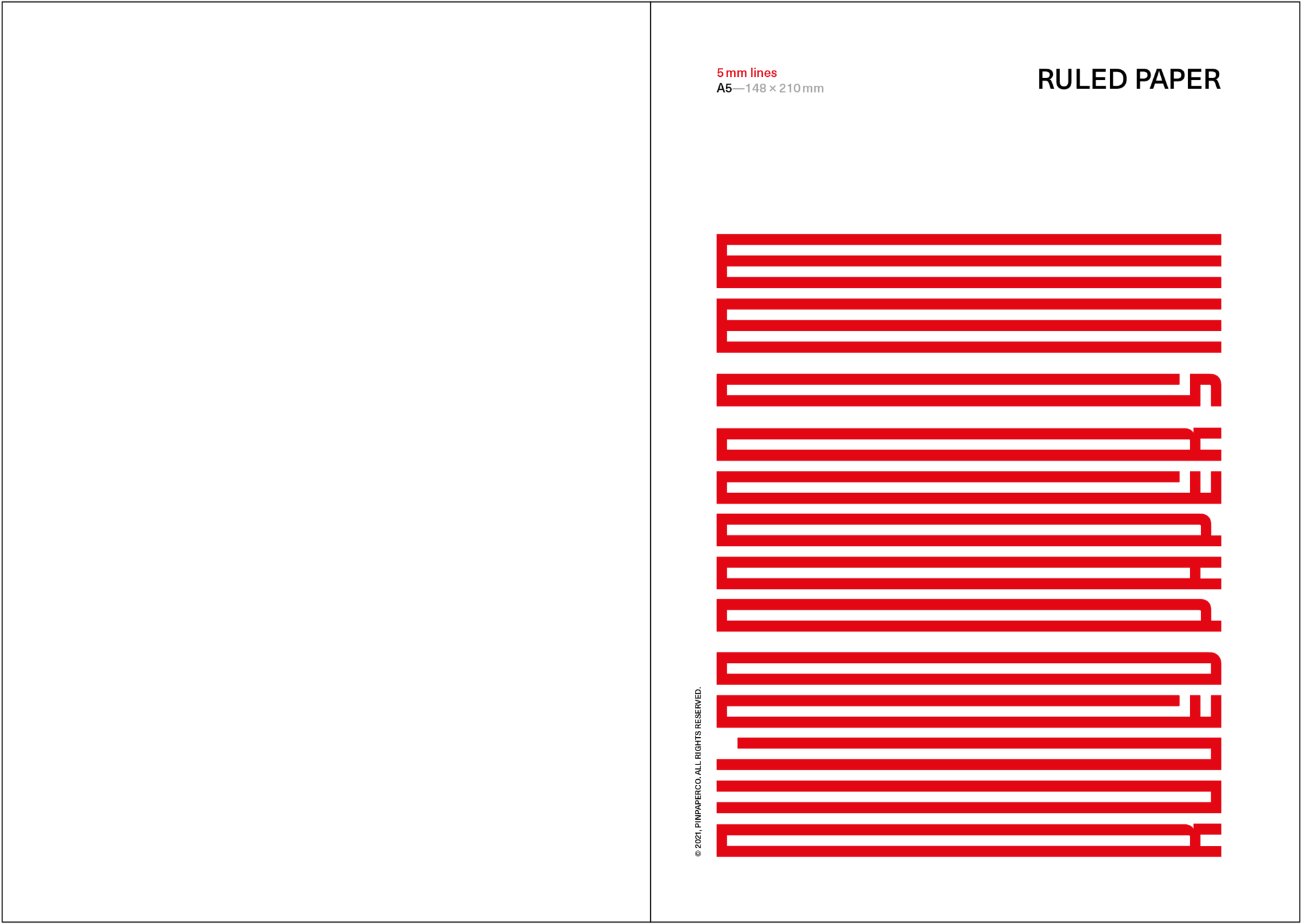 Ruled paper. 5mm lines.