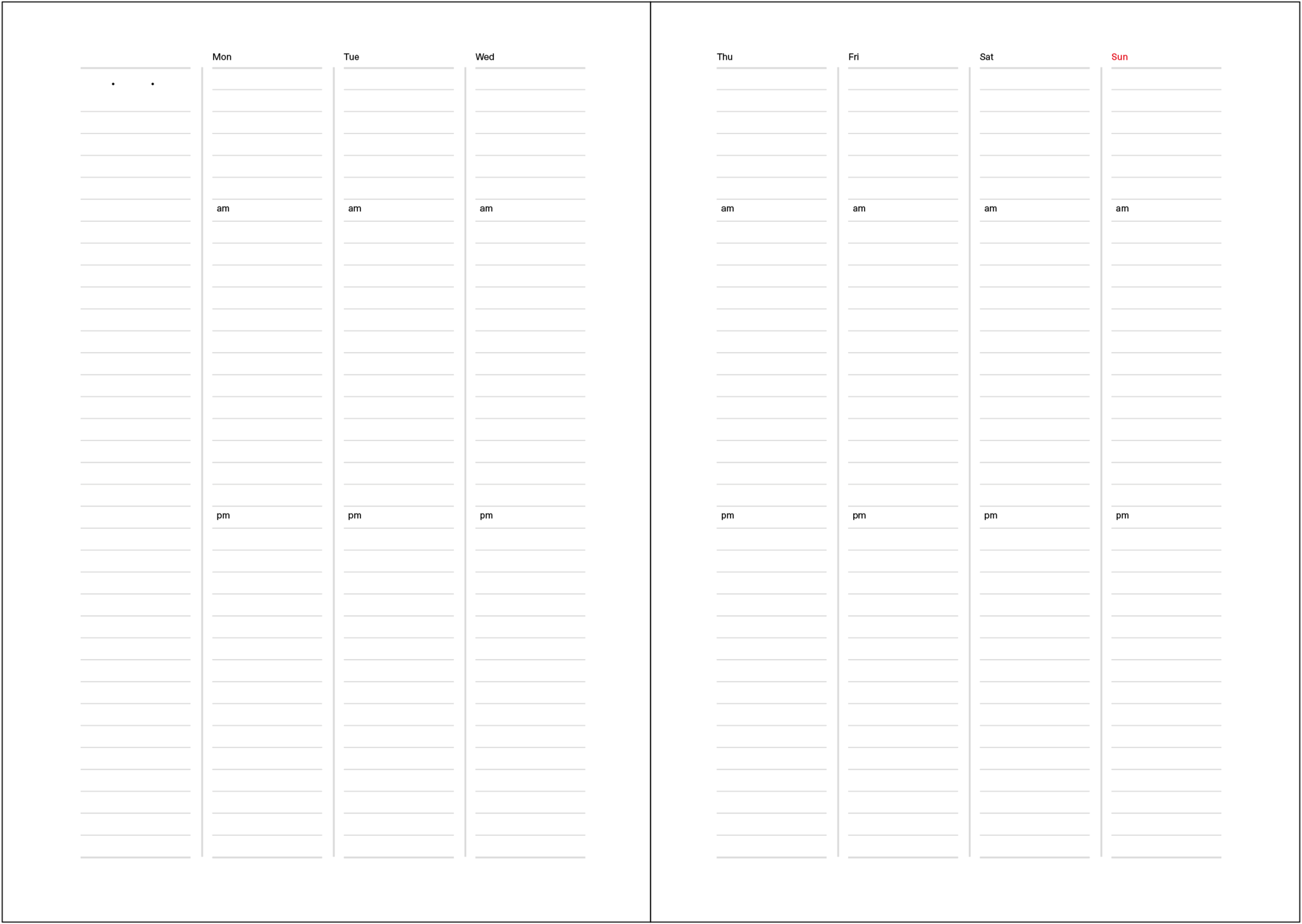 Weekly calendar.