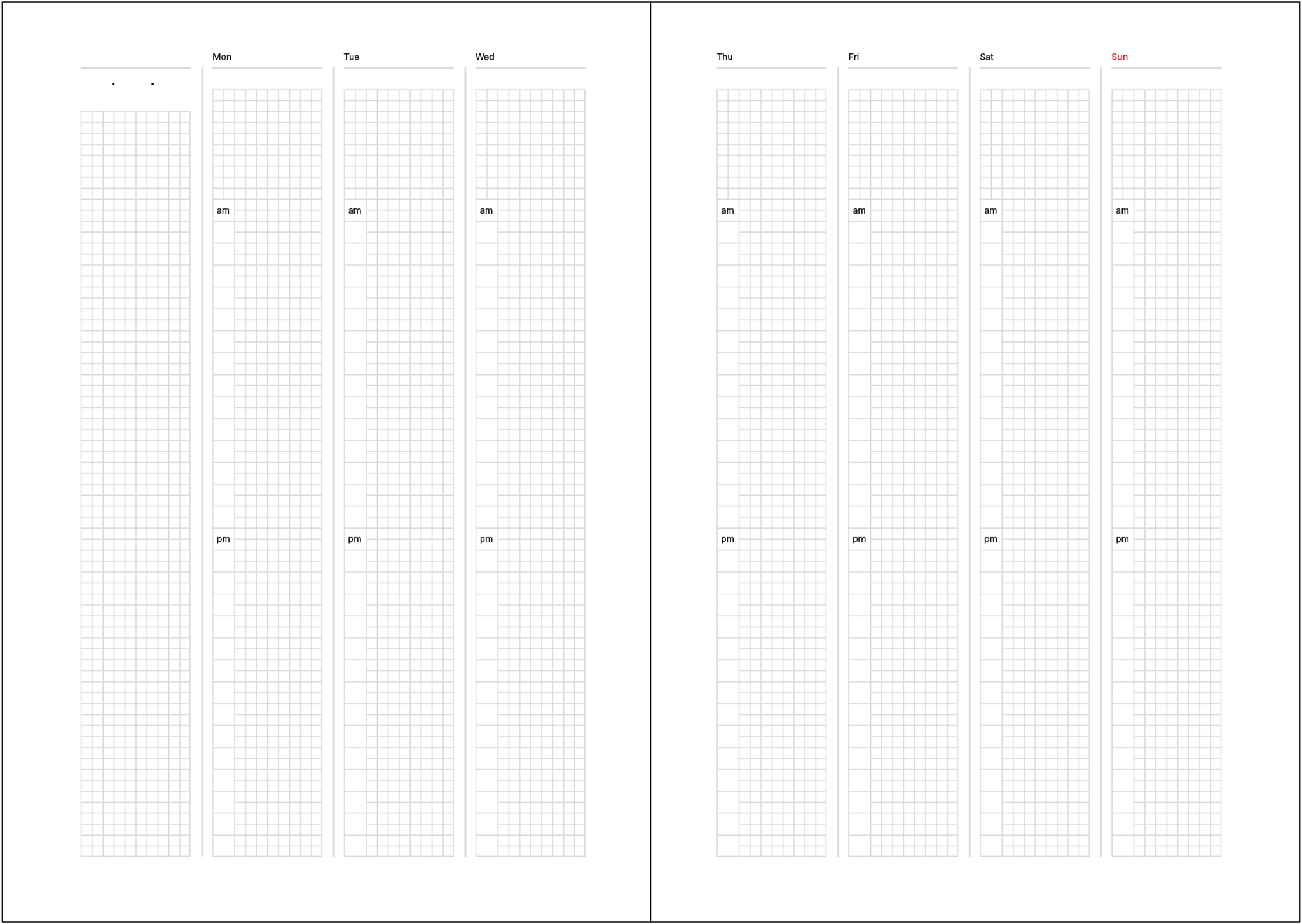 Weekly calendar. With grid lines.