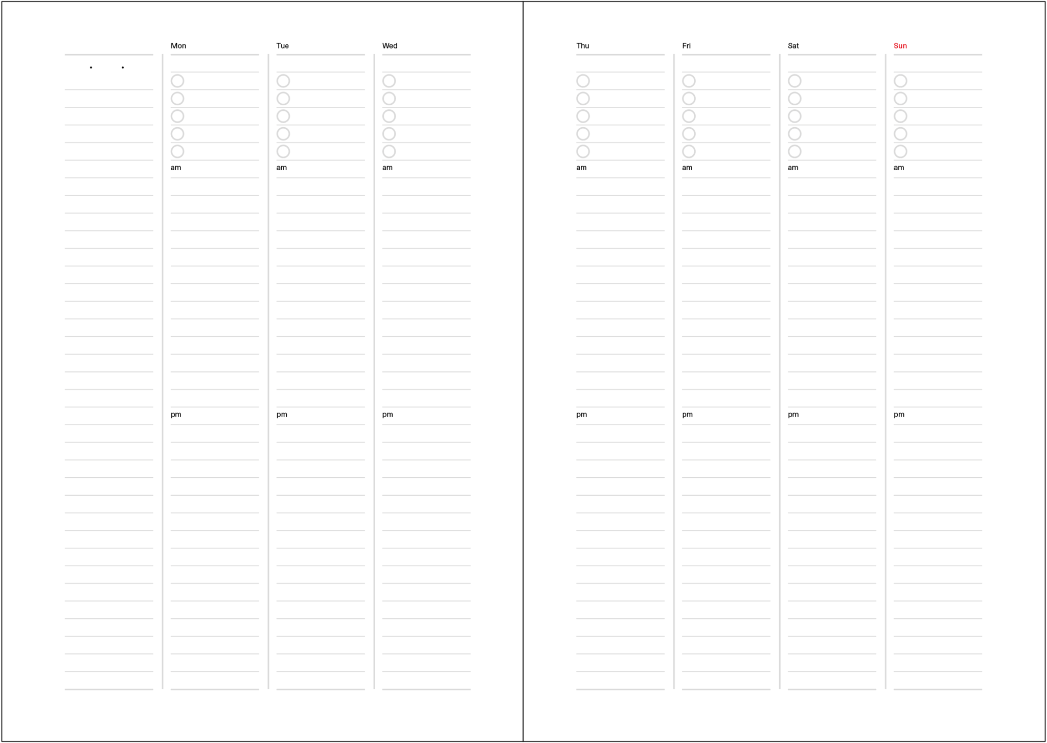 Weekly calendar. With checklists.