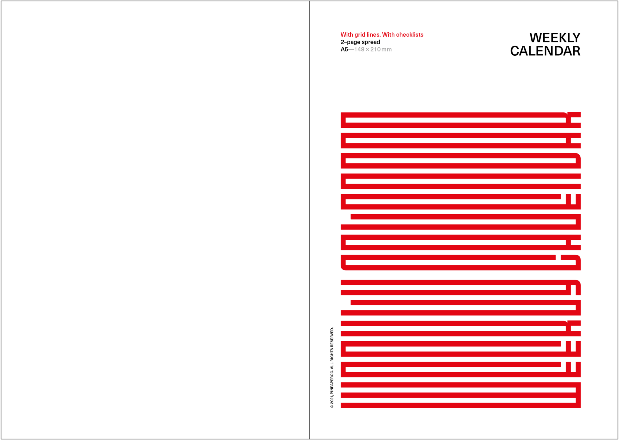 Weekly calendar. With grid lines. With checklists.